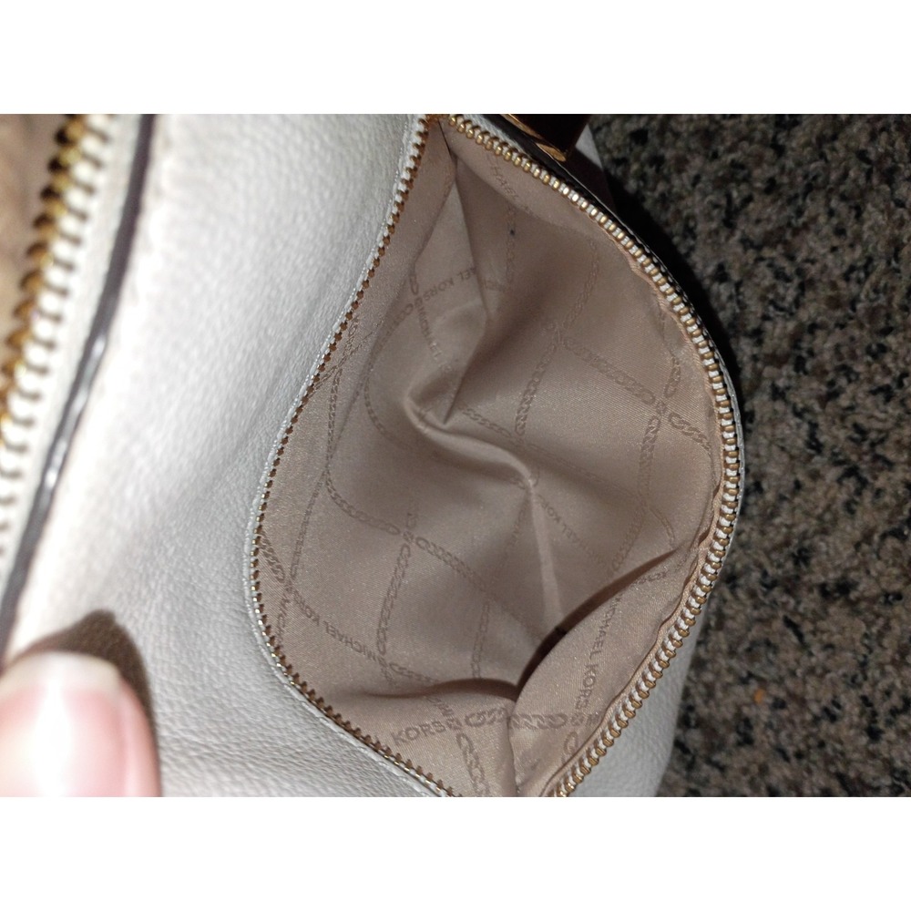 Michael Kors Large Leather Gold Chain Hobo Shoulder Bag, Optic White - Picture 14 of 16